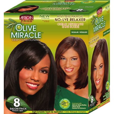 African Pride - Olive Miracle Deep Conditioning No-Lye Relaxer Kit (REGULAR)