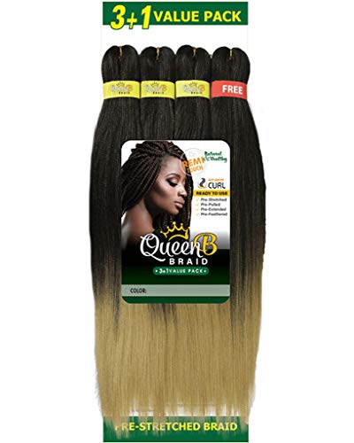 Queen B Pre-Stretched Braiding Hair 4X Pack 50 Inch