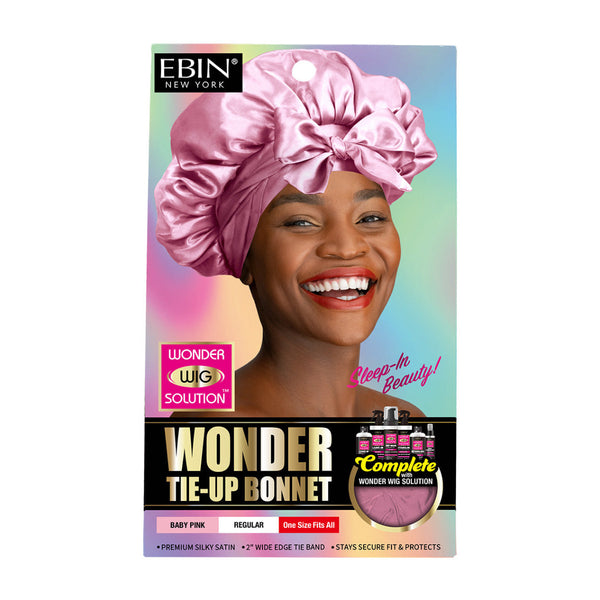 Ebin Wonder Tie-Up Bonnet Baby Pink Extra Long