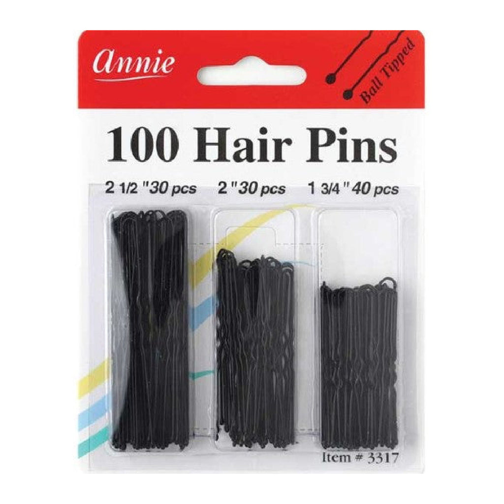 ANNIE #3317 100 HAIR PINS 2 1/2, 2, 1 3/4 BLACK