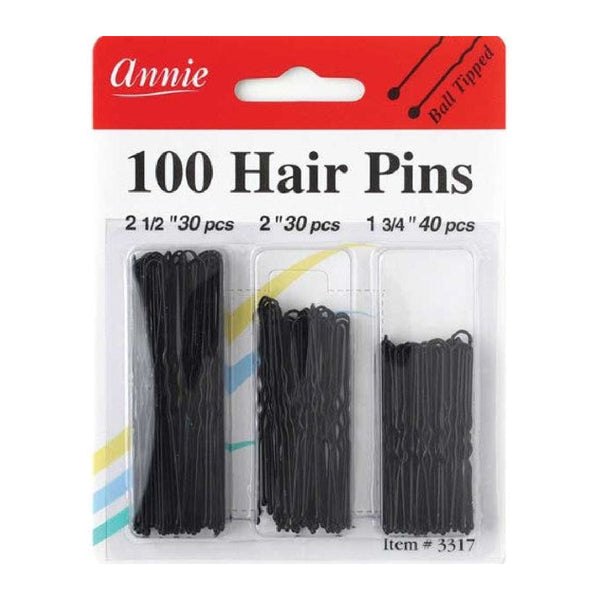 ANNIE #3317 100 HAIR PINS 2 1/2, 2, 1 3/4 BLACK