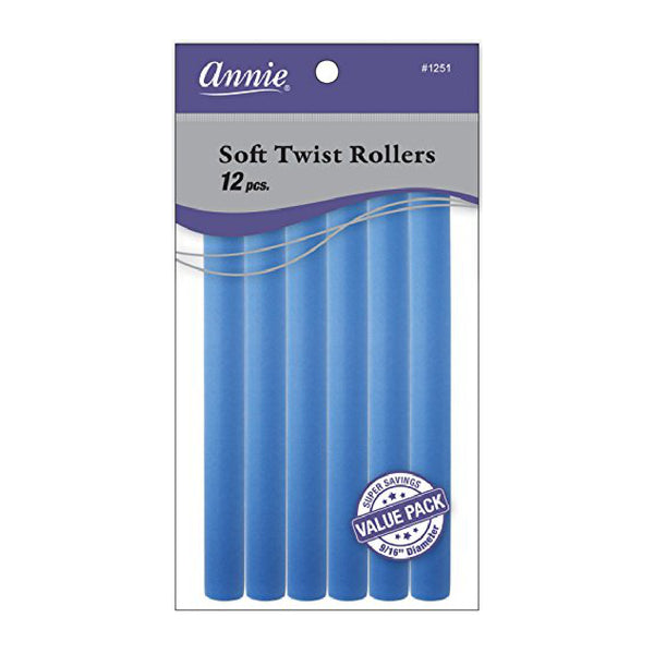 ANNIE #1251 SOFT TWIST ROLLER 7 12CT BLUE