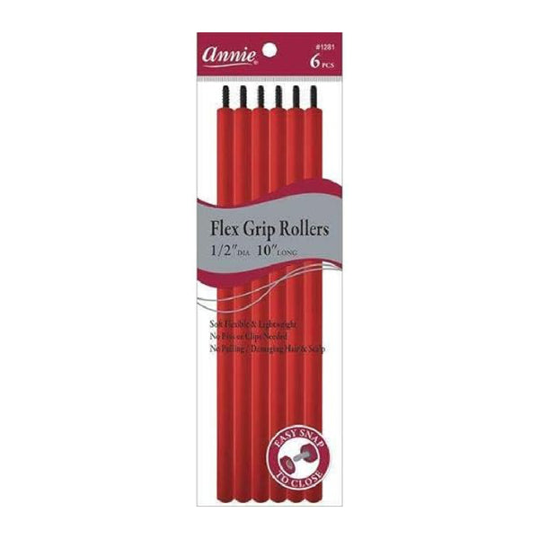 Annie #1281 Flex Grip Roller 1/2 6ct 10 Red