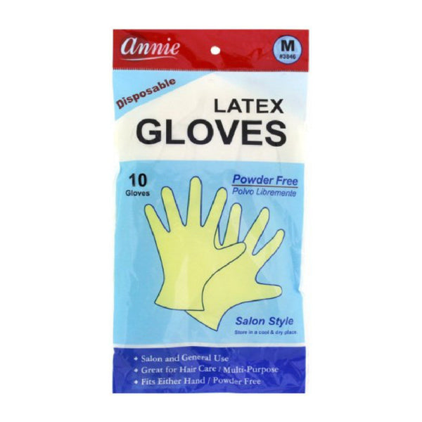 Annie #3846 Latex Gloves P/FREE M 10ct