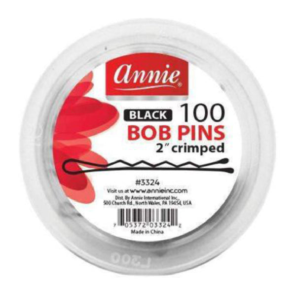 ANNIE #3324 100 BOB PINS JAR 2 BLACK