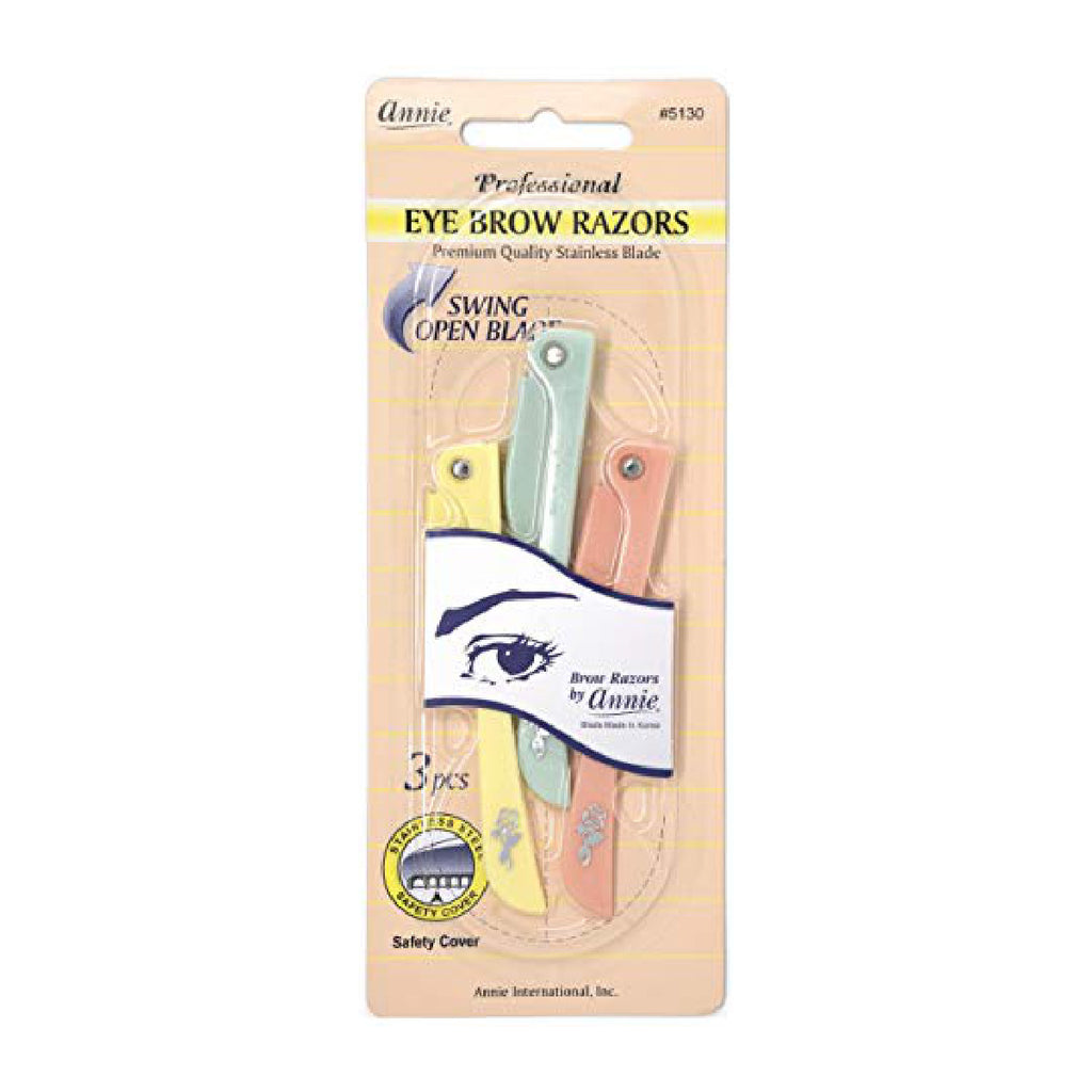 ANNIE #5130 EYEBROW RAZORS 3PCS FOLDABLE
