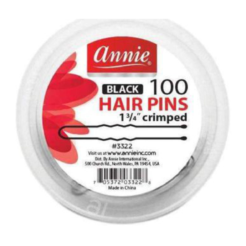 ANNIE #3322 100 HAIR PINS JAR 1 3/4 BLACK