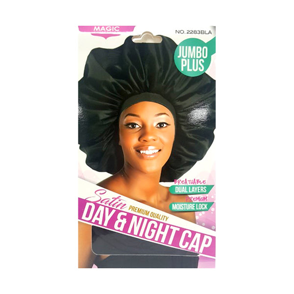 DAY & NIGHT CAP SATIN JUMBO PLUS BLACK #2283 | MAGIC