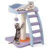 19 Inch Mohair Plush Cat Tree with Ladder and Jingling Ball-Purple - Color: Purple